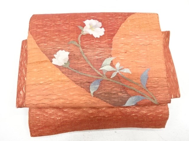 すくい織　花模様織り出し　作り帯